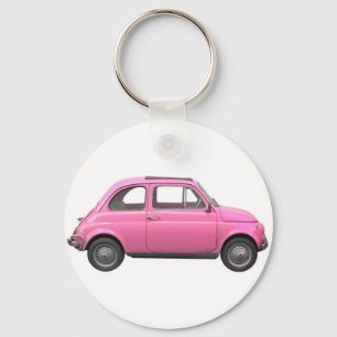 Roze fiat 500  Italiaanse auto Sleutelhanger