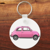 Roze fiat 500  Italiaanse auto Sleutelhanger (Voorkant)