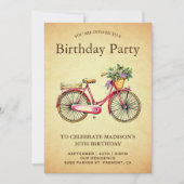 -roze fiele fiets Birthday Party Kaart (Voorkant)