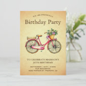 -roze fiele fiets Birthday Party Kaart (Staand voorkant)