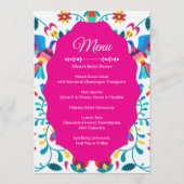 Roze Fiesta Bloem Bruidsfeest Menu Kaart (Voorkant)
