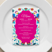 Roze Fiesta Bloem Bruidsfeest Menu Kaart