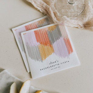 Roze Fiesta Modern Fringe Bachelorette Party Servet