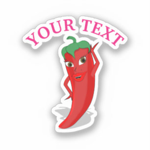 Roze fiesta Vrijgezellenfeest met rode hete pepper Sticker