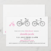 Roze Fiets Baby shower Kaart (Voorkant / Achterkant)