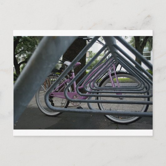 roze fiets briefkaart (Voorkant)