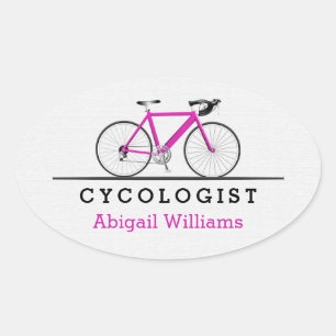 roze fiets Cycoloog Ovale Sticker