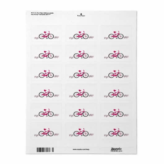 Roze fiets etiket (Full Sheet)