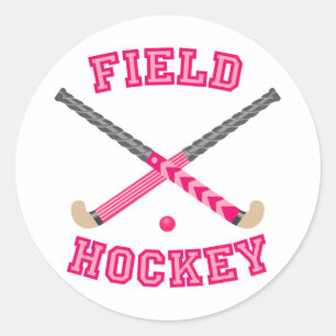 Roze fiets Hockey-Logo Ronde Sticker