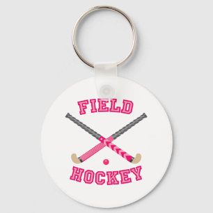 Roze fiets Hockey-Logo Sleutelhanger