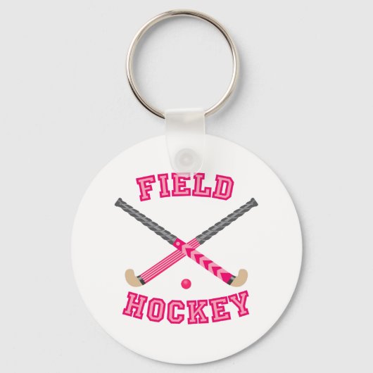 Roze fiets Hockey-Logo Sleutelhanger (Voorkant)