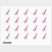 Roze fiets Hockey Stick Ronde Sticker (Vel)
