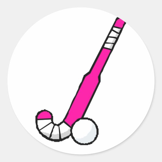 Roze fiets Hockey Stick Ronde Sticker (Voorkant)