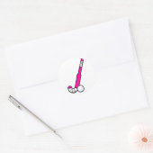 Roze fiets Hockey Stick Ronde Sticker (Envelop)