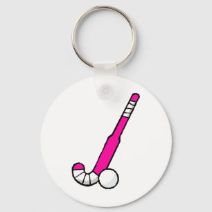 Roze fiets Hockey Stick Sleutelhanger