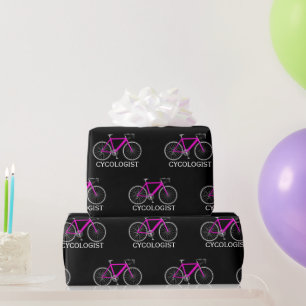 Roze fiets met Cycoloog-tekst Cadeaupapier