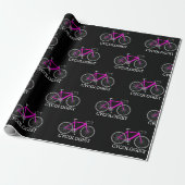 Roze fiets met Cycoloog-tekst Cadeaupapier (Uitgerold)