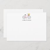 Roze fiets met mand-platte briefkaart (Voorkant / Achterkant)