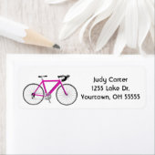roze fiets op wit etiket (Insitu)