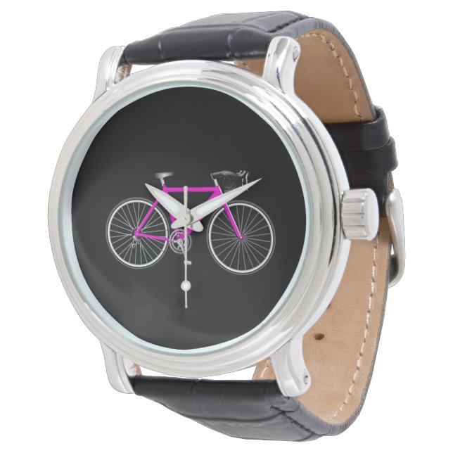 Roze fiets op zwart horloge (Gekanteld)
