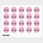 Roze fiets ronde sticker (Vel)