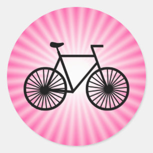 Roze fiets ronde sticker