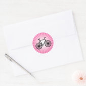 Roze fiets ronde sticker (Envelop)