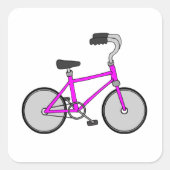 Roze fiets vierkante sticker (Voorkant)