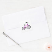 Roze fiets vierkante sticker