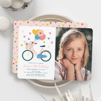 Roze Fietsballonnen & Harten Meisje Verjaardagsfot