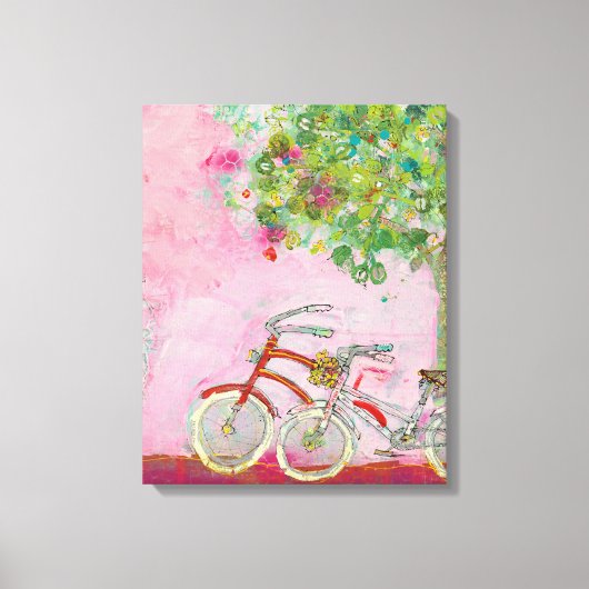 Roze fietsen canvas afdruk (Voorkant)