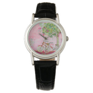 Roze fietsen horloge