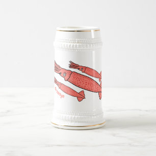 Roze fijne inktvis cartoon illustratie bierpul