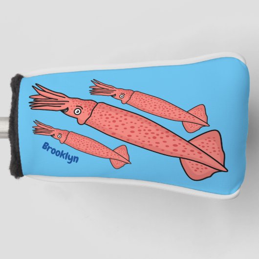 Roze fijne inktvis cartoon illustratie golfheadcover (Voorkant)