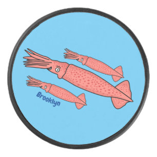 Roze fijne inktvis cartoon illustratie hockey puck