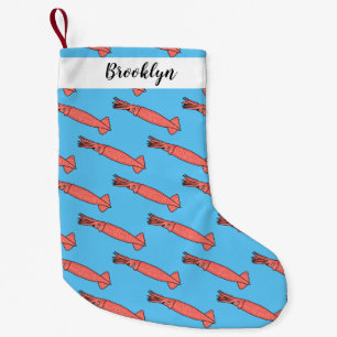 Roze fijne inktvis cartoon illustratie kleine kerstsok