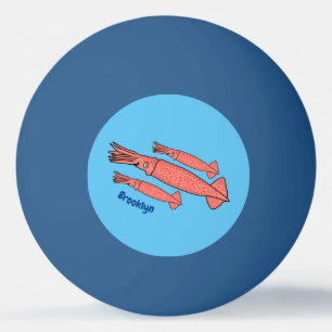 Roze fijne inktvis cartoon illustratie pingpongballen