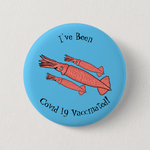 Roze fijne inktvis cartoon illustratie ronde button 5,7 cm