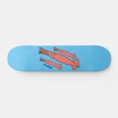 Roze fijne inktvis cartoon illustratie skateboard (Horizontaal)