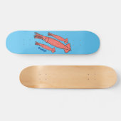 Roze fijne inktvis cartoon illustratie skateboard (Horizontaal)