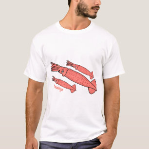 Roze fijne inktvis cartoon illustratie t-shirt