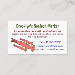 Roze fijne inktvis cartoon illustratie visitekaartje