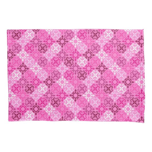 Roze Filigraan Diamant Patroon Kussensloop (Voorkant)