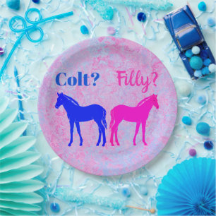 Roze filly & Blue Colt Western Stijl Geslacht Papieren Bordje