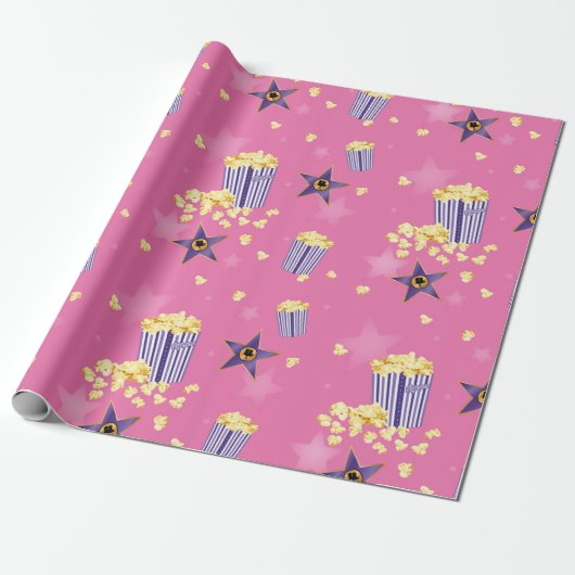 Roze film popcorn wrapping papier (Uitgerold)