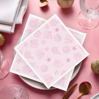 Roze filmavond servetten voor meisjes