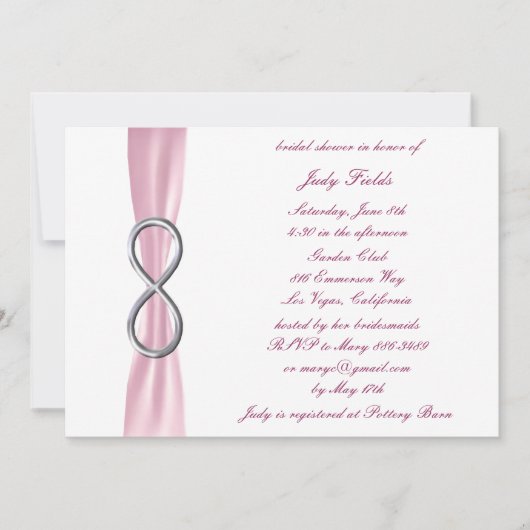 Roze finity Bridal Shower Invitation Kaart (Voorkant)