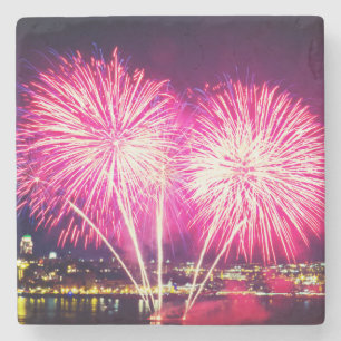 Roze Fireworks Stenen Onderzetter