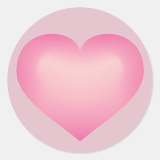 Roze flade hartslag ronde sticker (Voorkant)