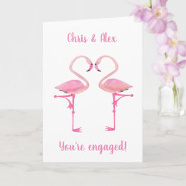 Roze flamingkaart voor verloving kaart